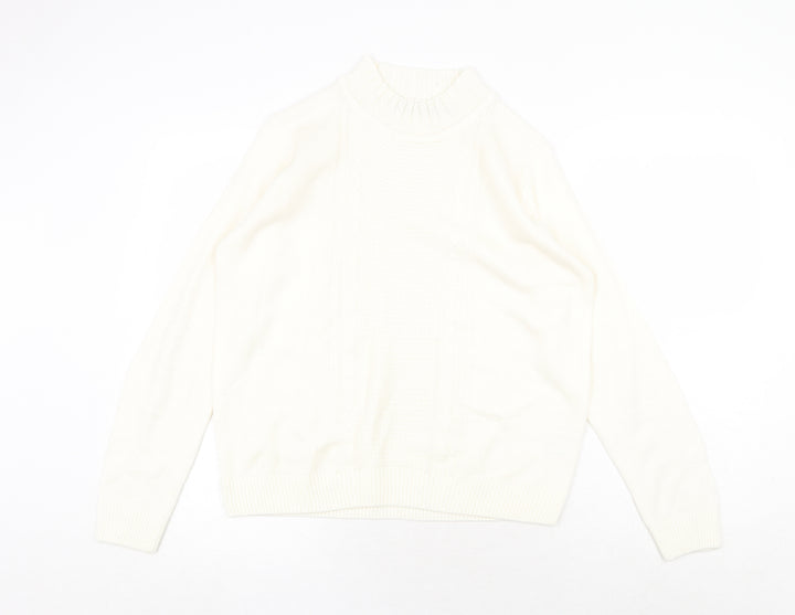 EWM Womens White Round Neck Acrylic Pullover Jumper Size 14 - Size 14-16