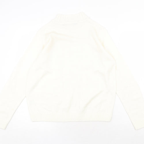 EWM Womens White Round Neck Acrylic Pullover Jumper Size 14 - Size 14-16