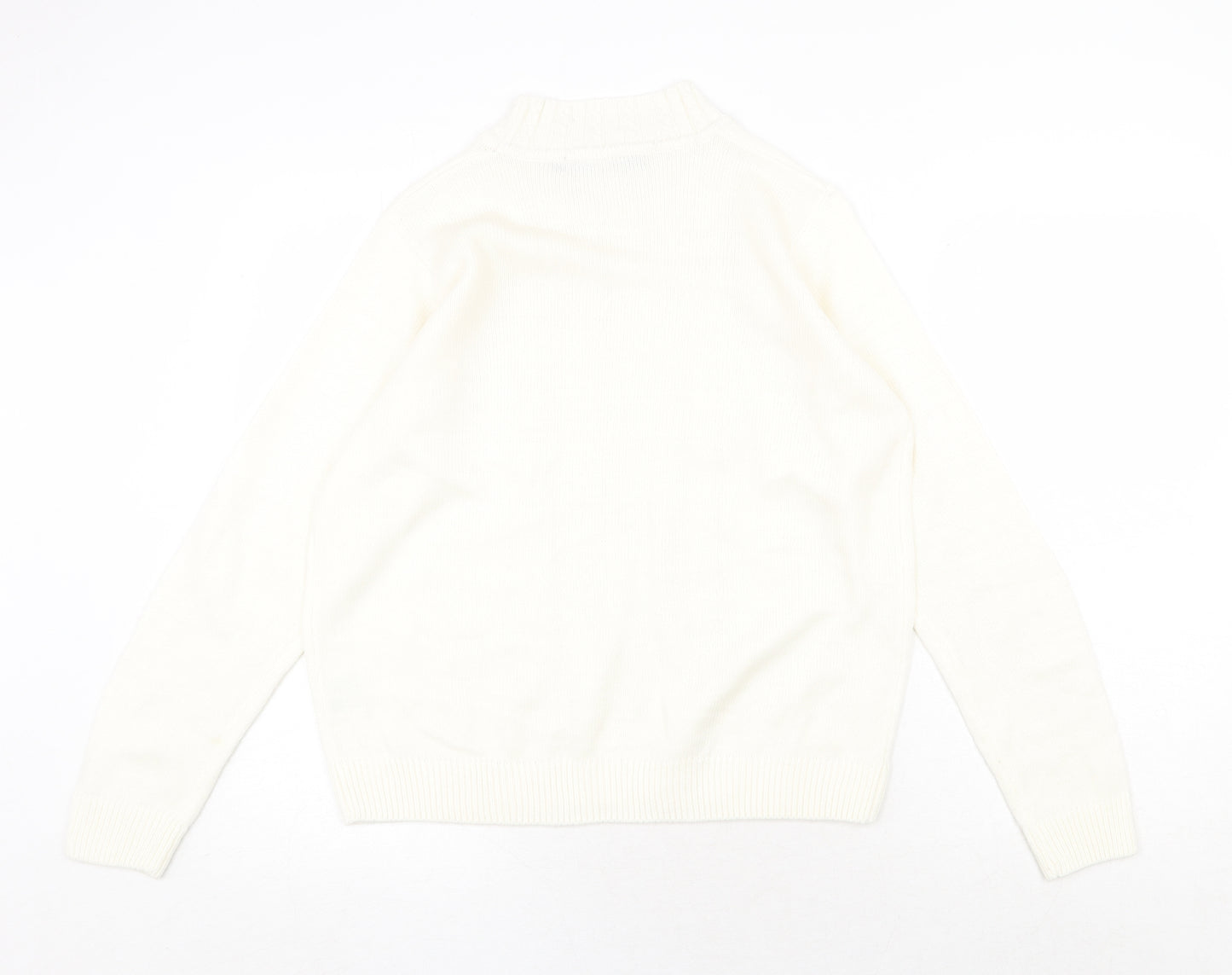EWM Womens White Round Neck Acrylic Pullover Jumper Size 14 - Size 14-16