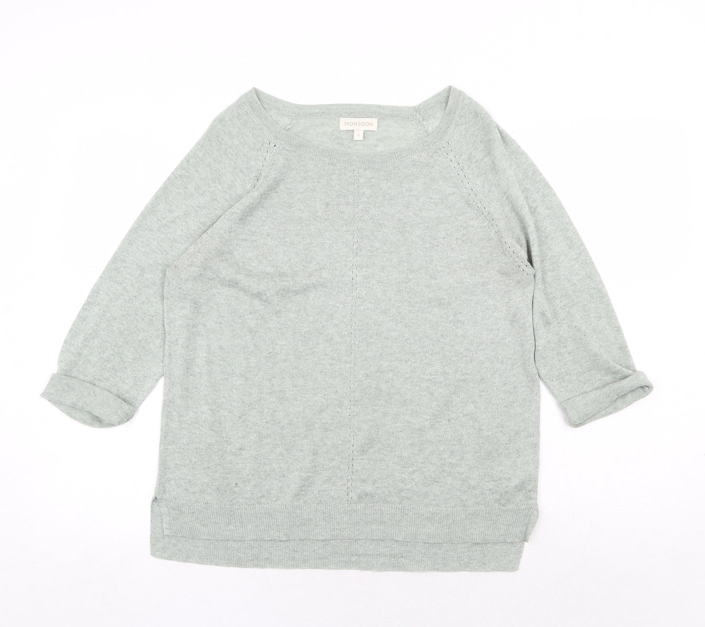 Monsoon Womens Green Boat Neck Viscose Pullover Jumper Size S