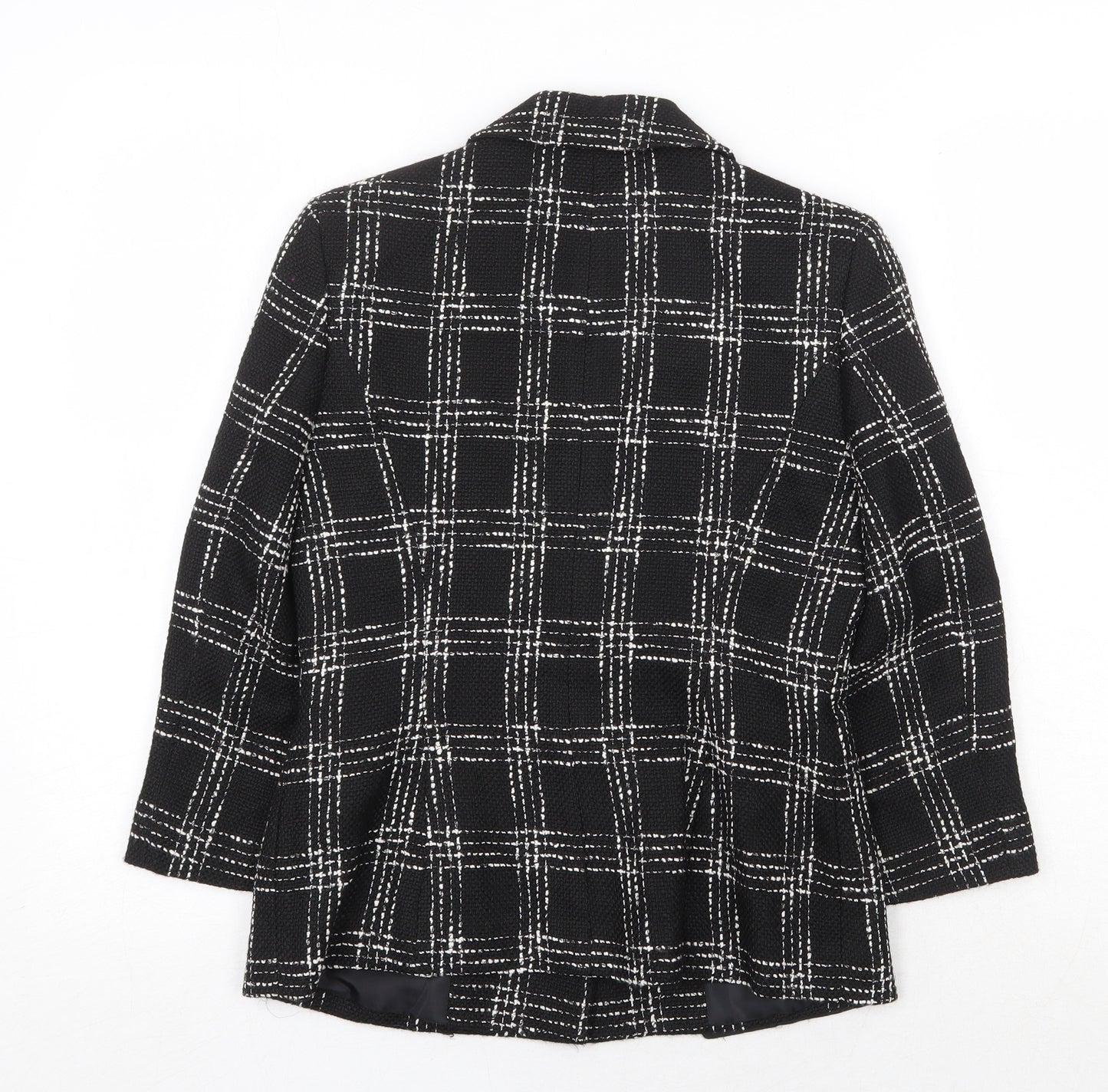 Precis Petite Womens Black Plaid Jacket Blazer Size 6 Button