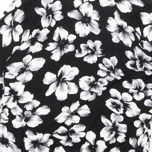 Autonomy Womens Black Round Neck Floral Viscose Pullover Jumper Size L