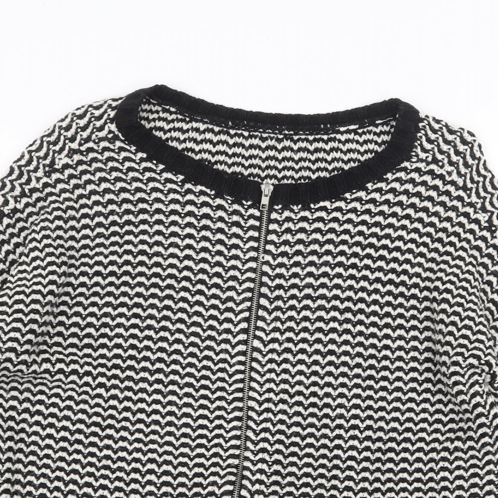 New Look Womens Multicoloured Round Neck Acrylic Full Zip Jumper Size 14