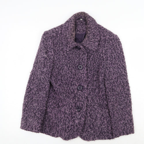 EWM Womens Purple Jacket Blazer Size 10 Button