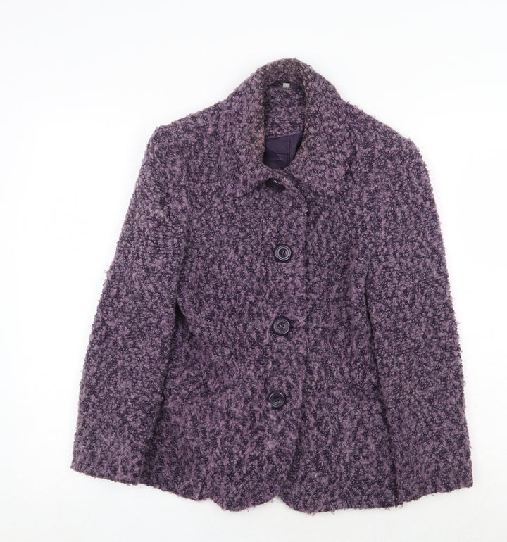 EWM Womens Purple Jacket Blazer Size 10 Button