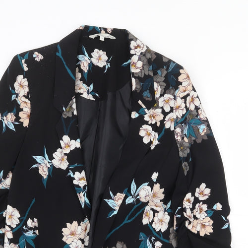 Peacocks Womens Black Floral Jacket Blazer Size 8