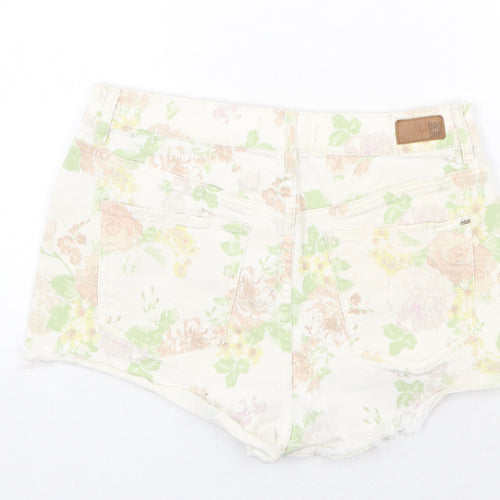 GRG Denim Womens Multicoloured Floral Cotton Hot Pants Shorts Size 30 in Regular Zip