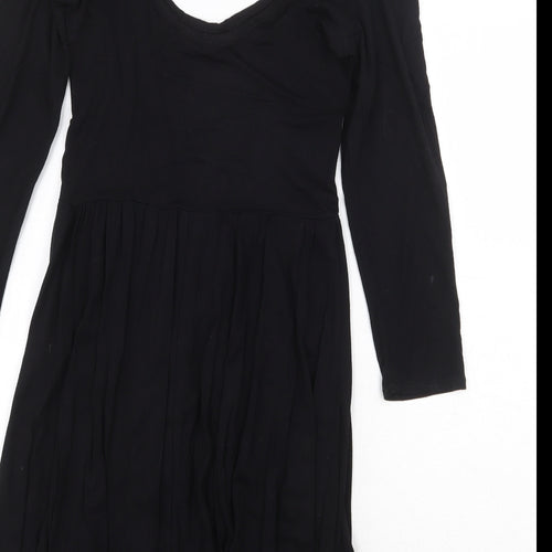 Dorothy Perkins Womens Black Viscose Trapeze & Swing Size 8 Scoop Neck Pullover
