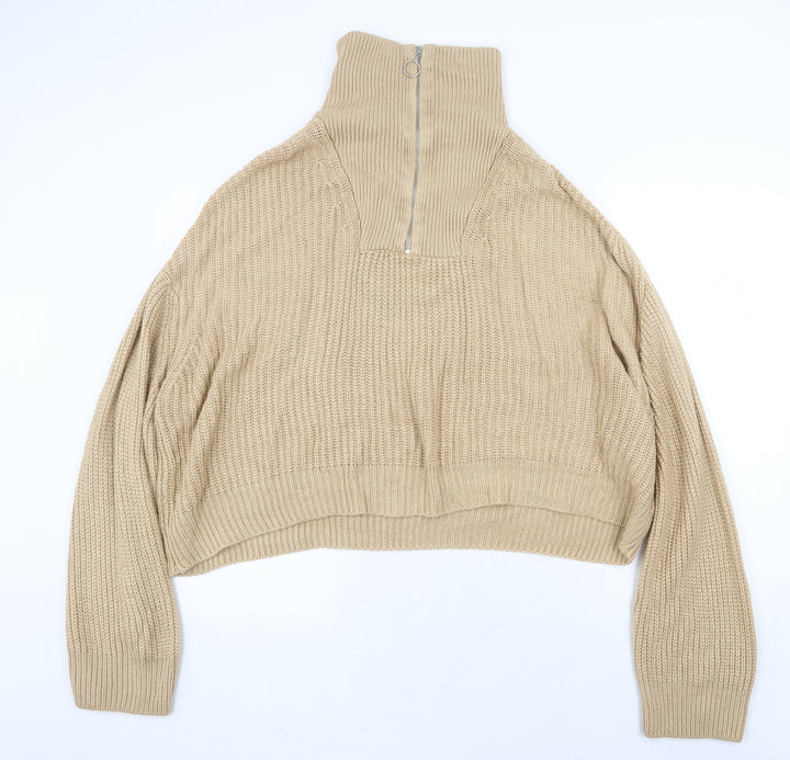 New Look Womens Beige High Neck Acrylic Pullover Jumper Size L