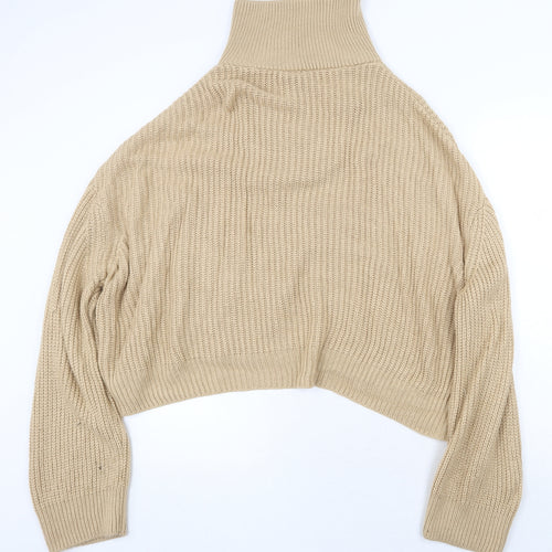 New Look Womens Beige High Neck Acrylic Pullover Jumper Size L
