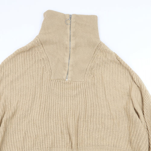 New Look Womens Beige High Neck Acrylic Pullover Jumper Size L
