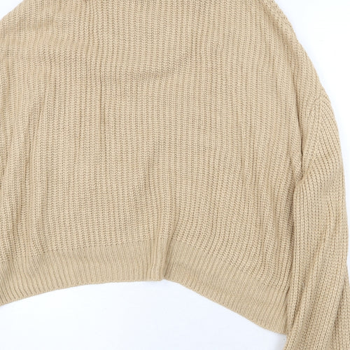 New Look Womens Beige High Neck Acrylic Pullover Jumper Size L