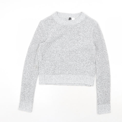 H&M Womens Grey Round Neck Acrylic Pullover Jumper Size XS