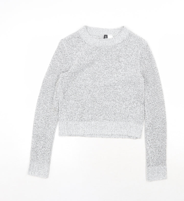 H&M Womens Grey Round Neck Acrylic Pullover Jumper Size XS