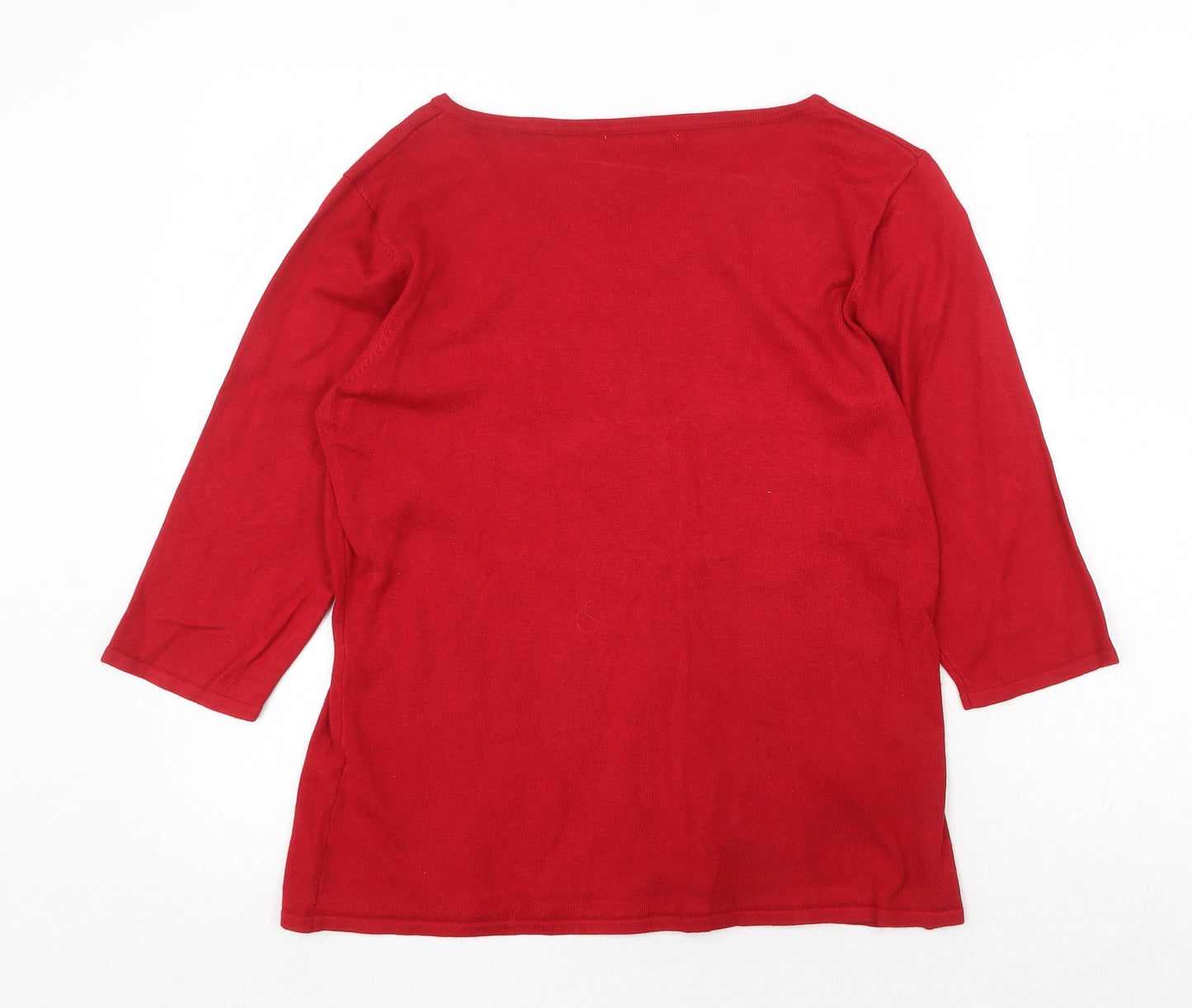 Anna Rose Womens Red V-Neck Floral Viscose Pullover Jumper Size L