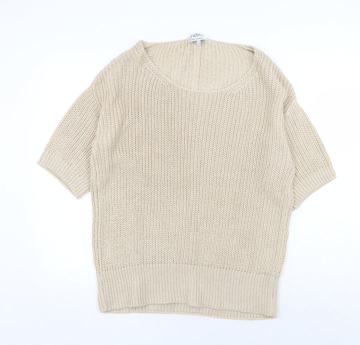 NEXT Womens Beige Scoop Neck Acrylic Pullover Jumper Size L
