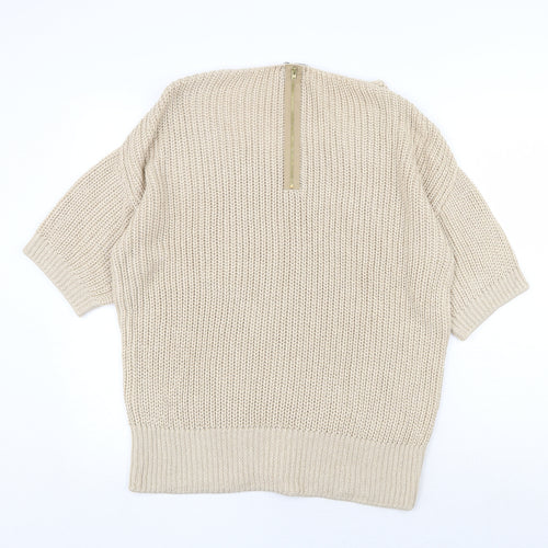 NEXT Womens Beige Scoop Neck Acrylic Pullover Jumper Size L