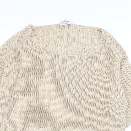 NEXT Womens Beige Scoop Neck Acrylic Pullover Jumper Size L