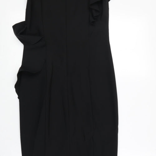 NEXT Womens Black Polyester A-Line Size 6 Round Neck Zip