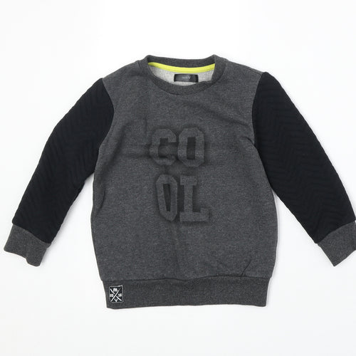 Mini V Boys Grey Cotton Pullover Sweatshirt Size 3-4 Years Pullover - Cool