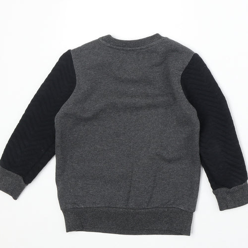 Mini V Boys Grey Cotton Pullover Sweatshirt Size 3-4 Years Pullover - Cool
