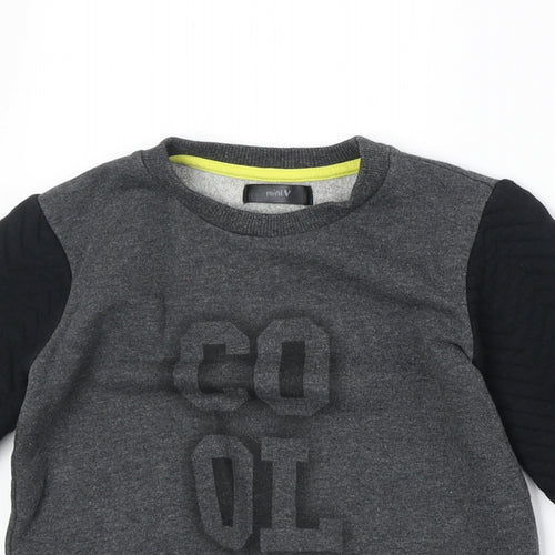 Mini V Boys Grey Cotton Pullover Sweatshirt Size 3-4 Years Pullover - Cool