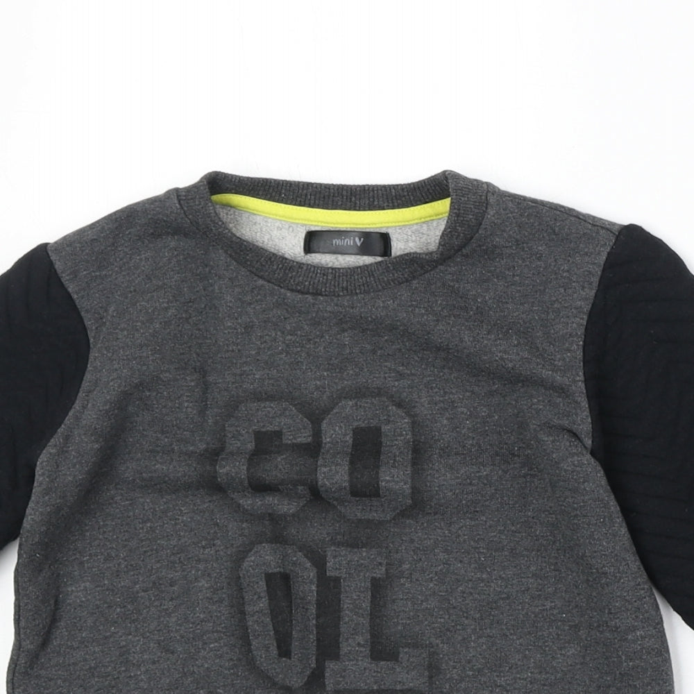 Mini V Boys Grey Cotton Pullover Sweatshirt Size 3-4 Years Pullover - Cool