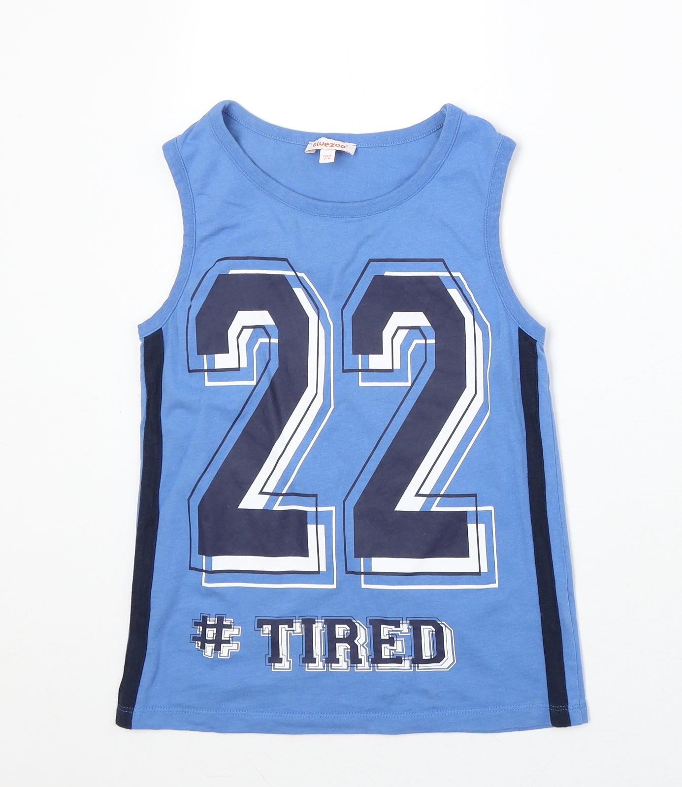 Blue Zoo Boys Blue 100% Cotton Basic Tank Size 7-8 Years Round Neck Pullover