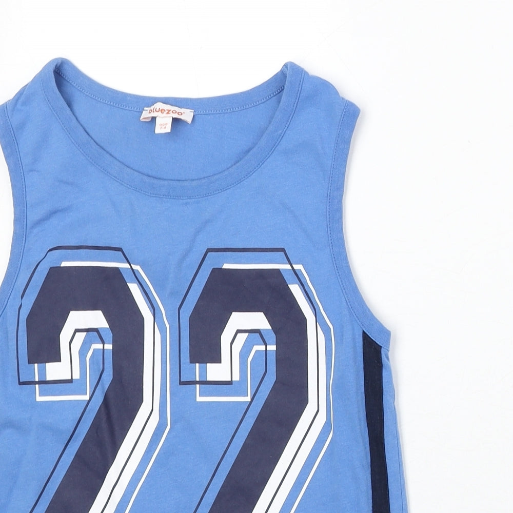 Blue Zoo Boys Blue 100% Cotton Basic Tank Size 7-8 Years Round Neck Pullover