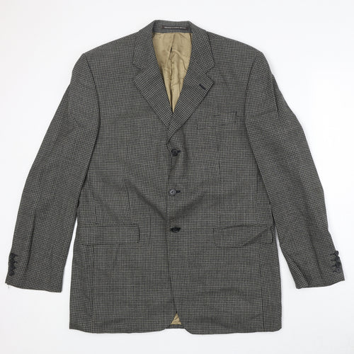 The British Tailor Mens Grey Geometric Wool Jacket Suit Jacket Size 42 Regular
