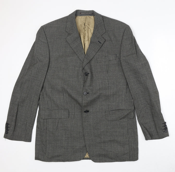 The British Tailor Mens Grey Geometric Wool Jacket Suit Jacket Size 42 Regular