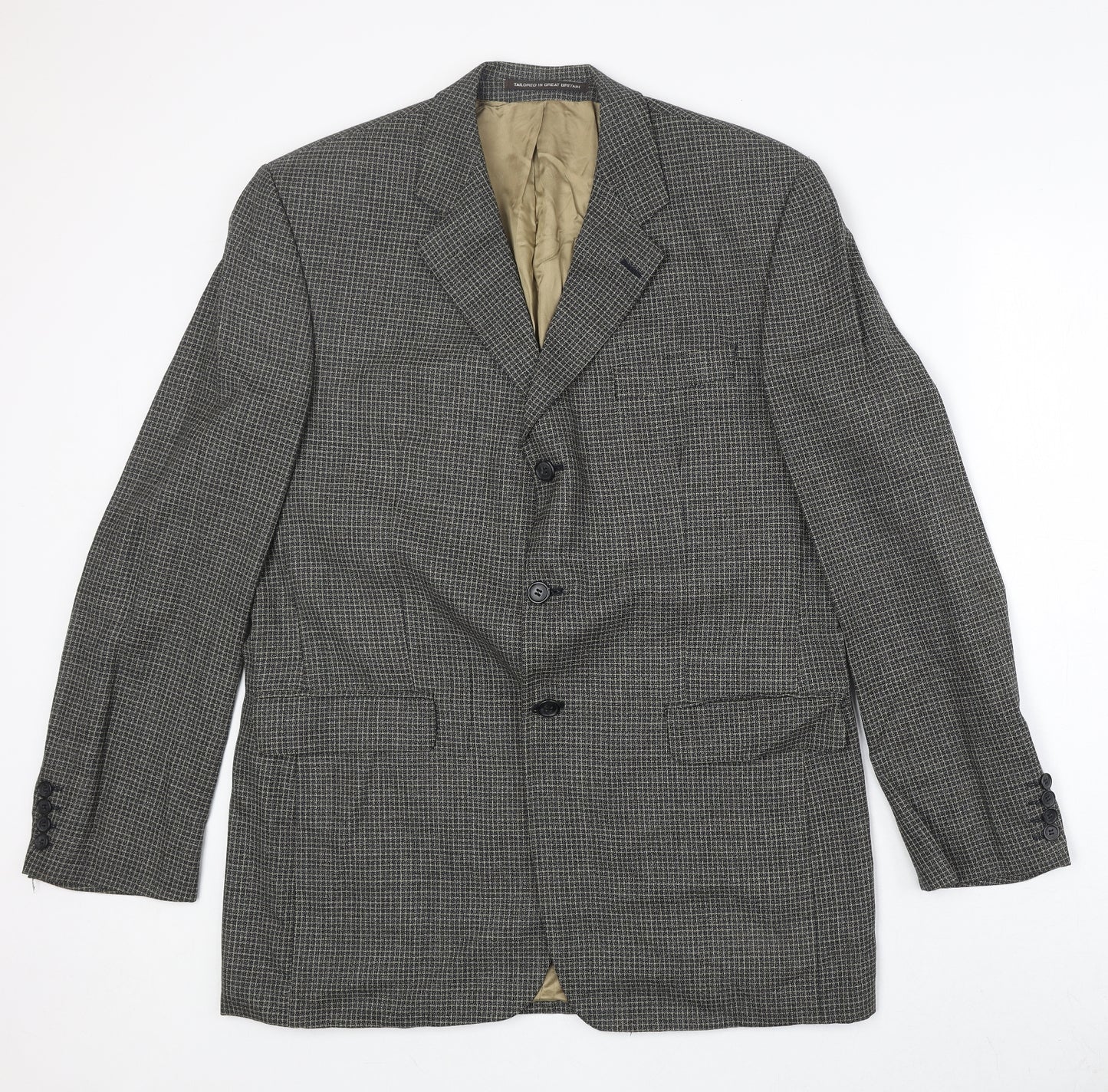 The British Tailor Mens Grey Geometric Wool Jacket Suit Jacket Size 42 Regular