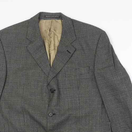 The British Tailor Mens Grey Geometric Wool Jacket Suit Jacket Size 42 Regular