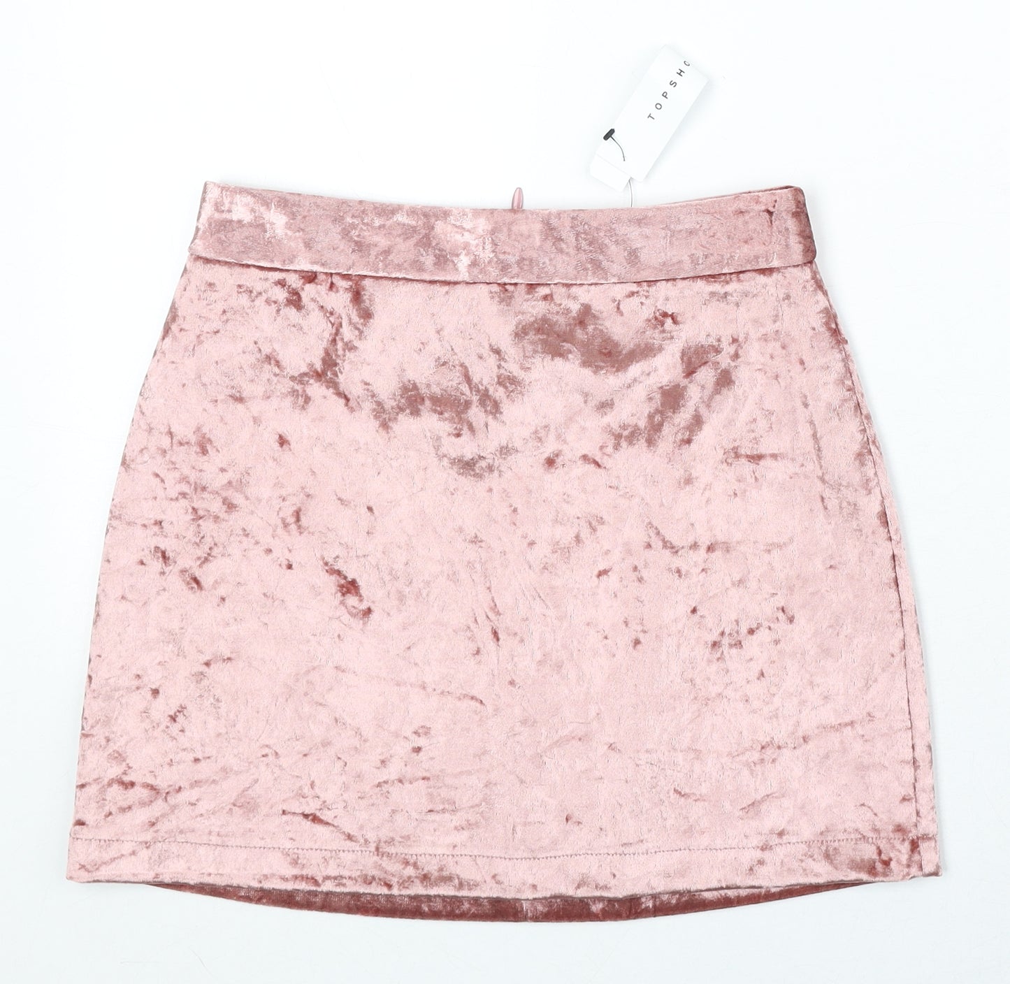 Topshop Womens Pink Polyester Flare Skirt Size 8 Zip