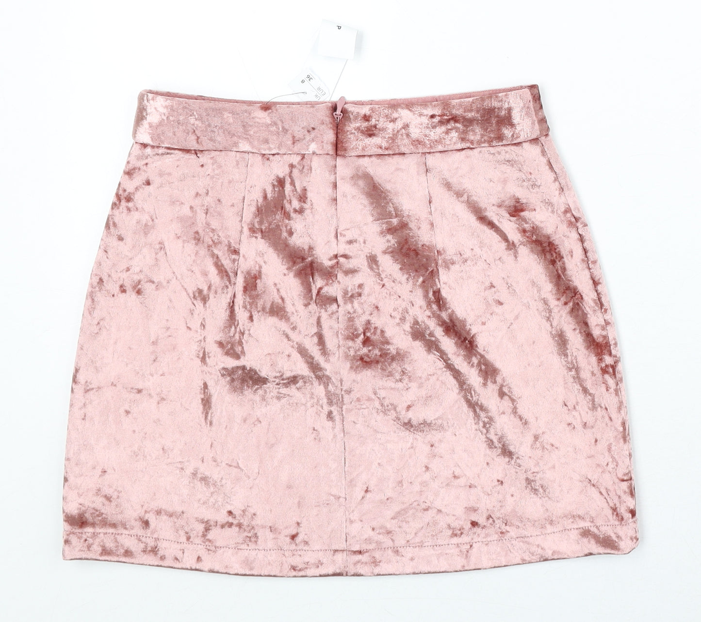 Topshop Womens Pink Polyester Flare Skirt Size 8 Zip