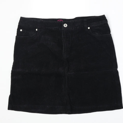 Betty Womens Black Cotton A-Line Skirt Size 12 Zip