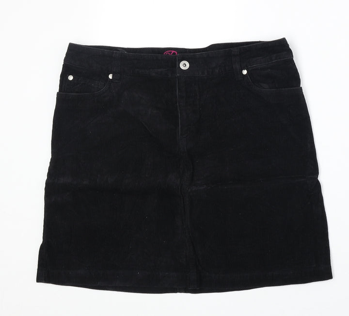 Betty Womens Black Cotton A-Line Skirt Size 12 Zip