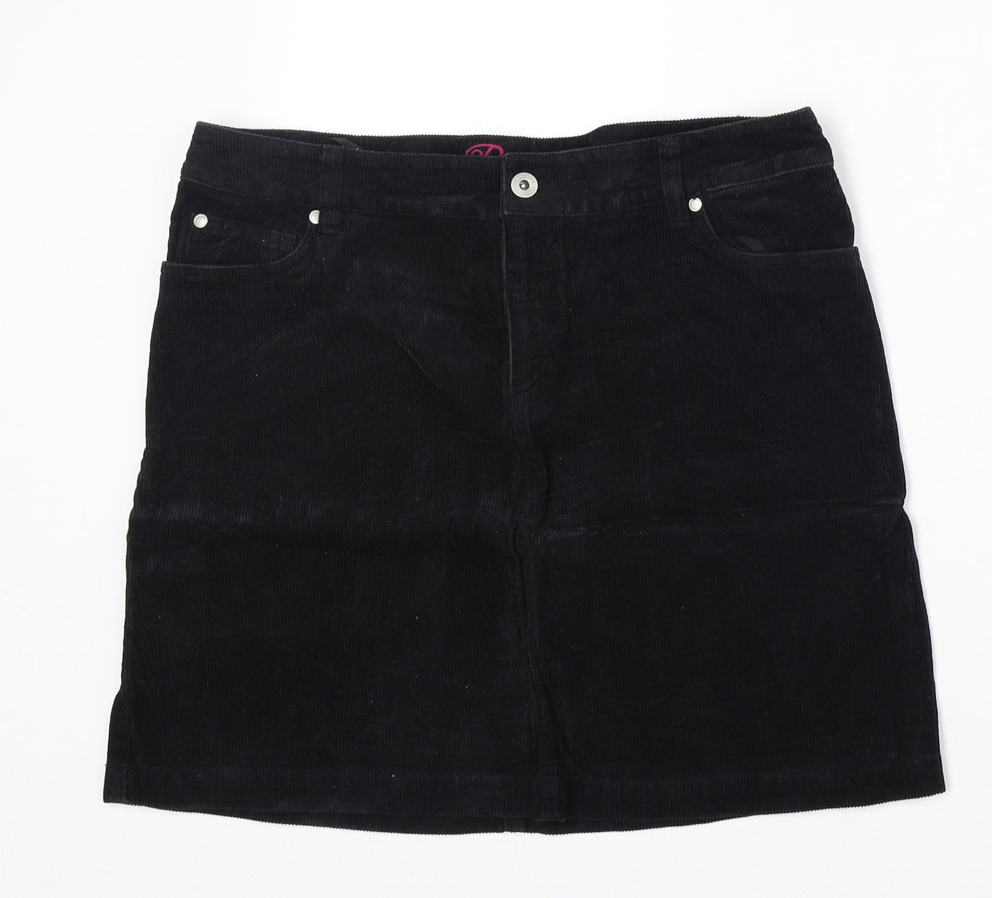 Betty Womens Black Cotton A-Line Skirt Size 12 Zip