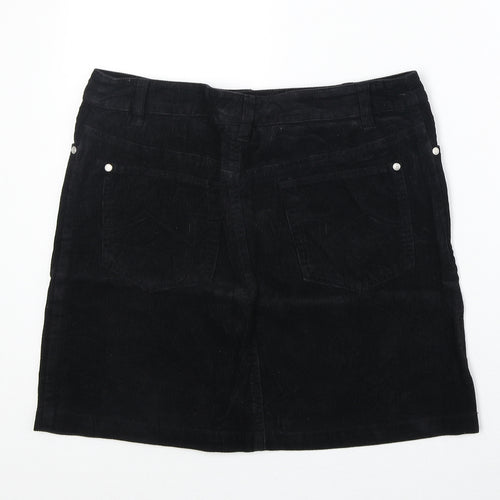 Betty Womens Black Cotton A-Line Skirt Size 12 Zip