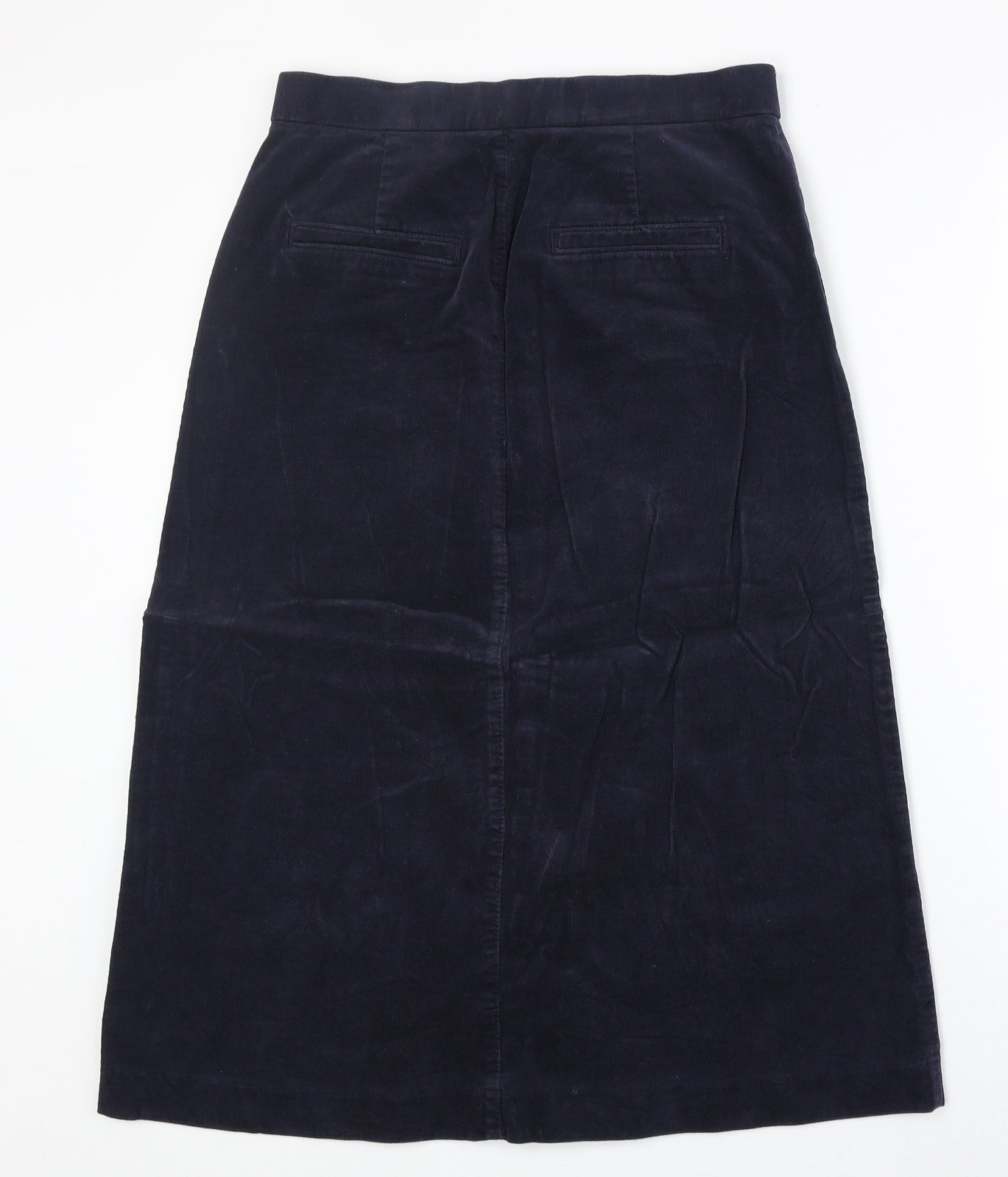 Marks and Spencer Womens Blue Cotton A-Line Skirt Size 8 Button
