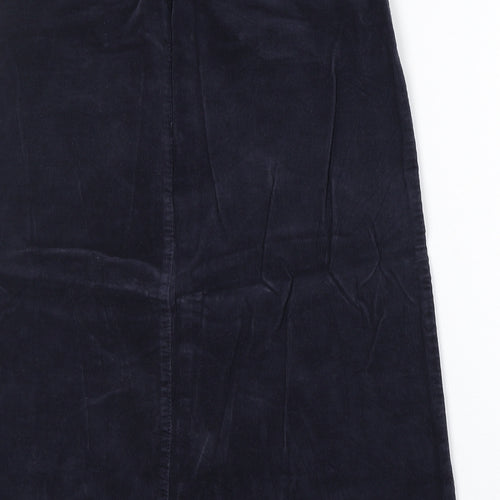 Marks and Spencer Womens Blue Cotton A-Line Skirt Size 8 Button