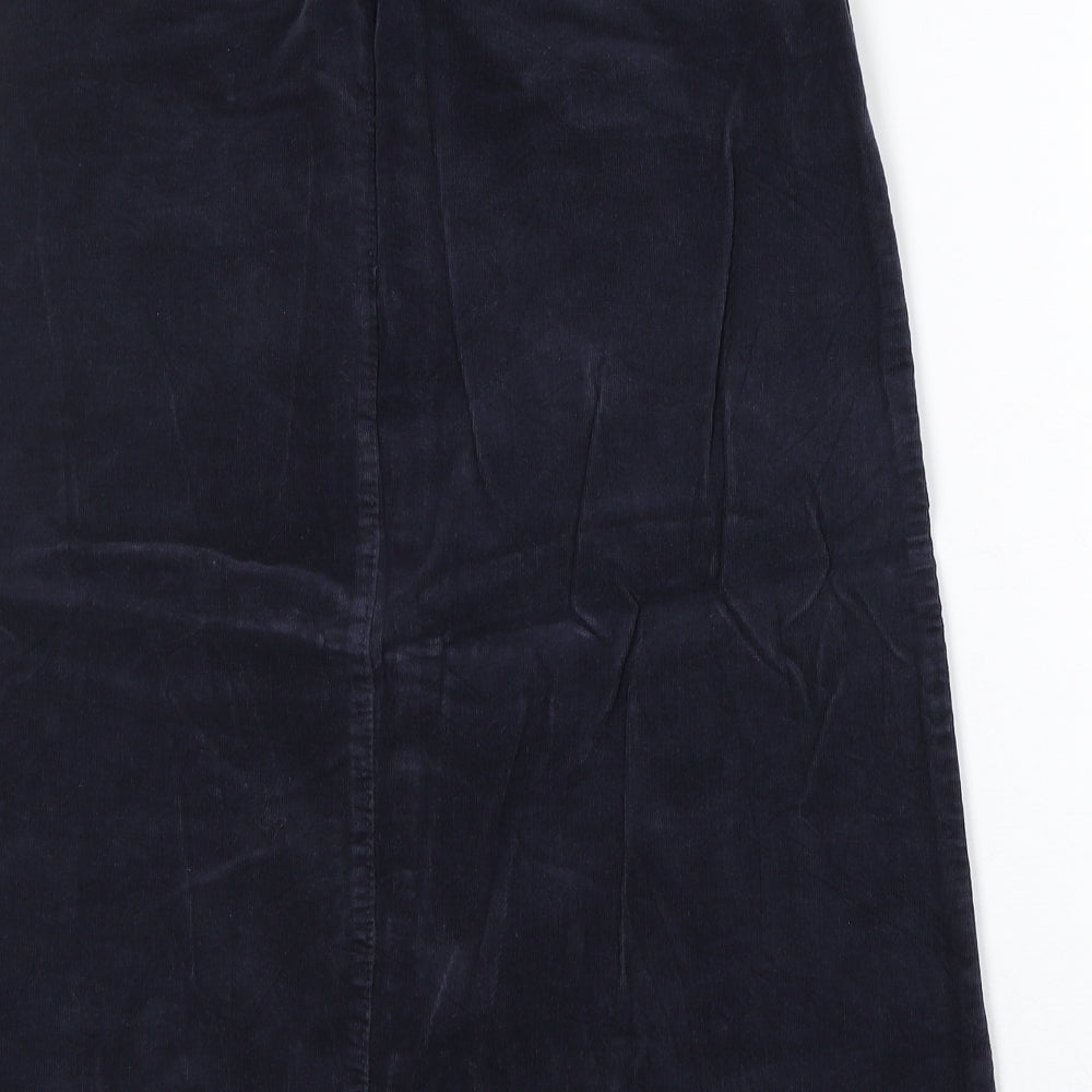 Marks and Spencer Womens Blue Cotton A-Line Skirt Size 8 Button