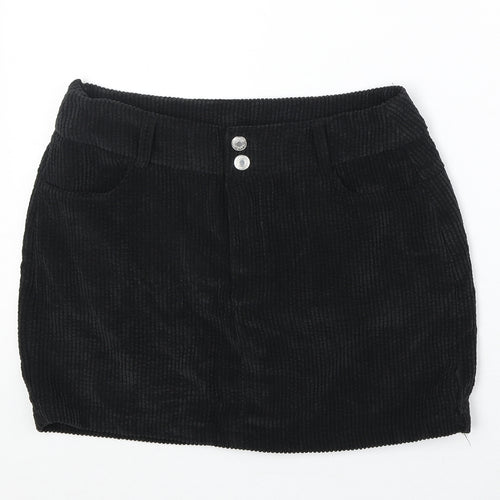 SheIn Womens Black Polyester Mini Skirt Size L Zip