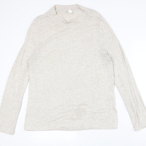 H&M Womens Beige Round Neck Polyester Pullover Jumper Size M