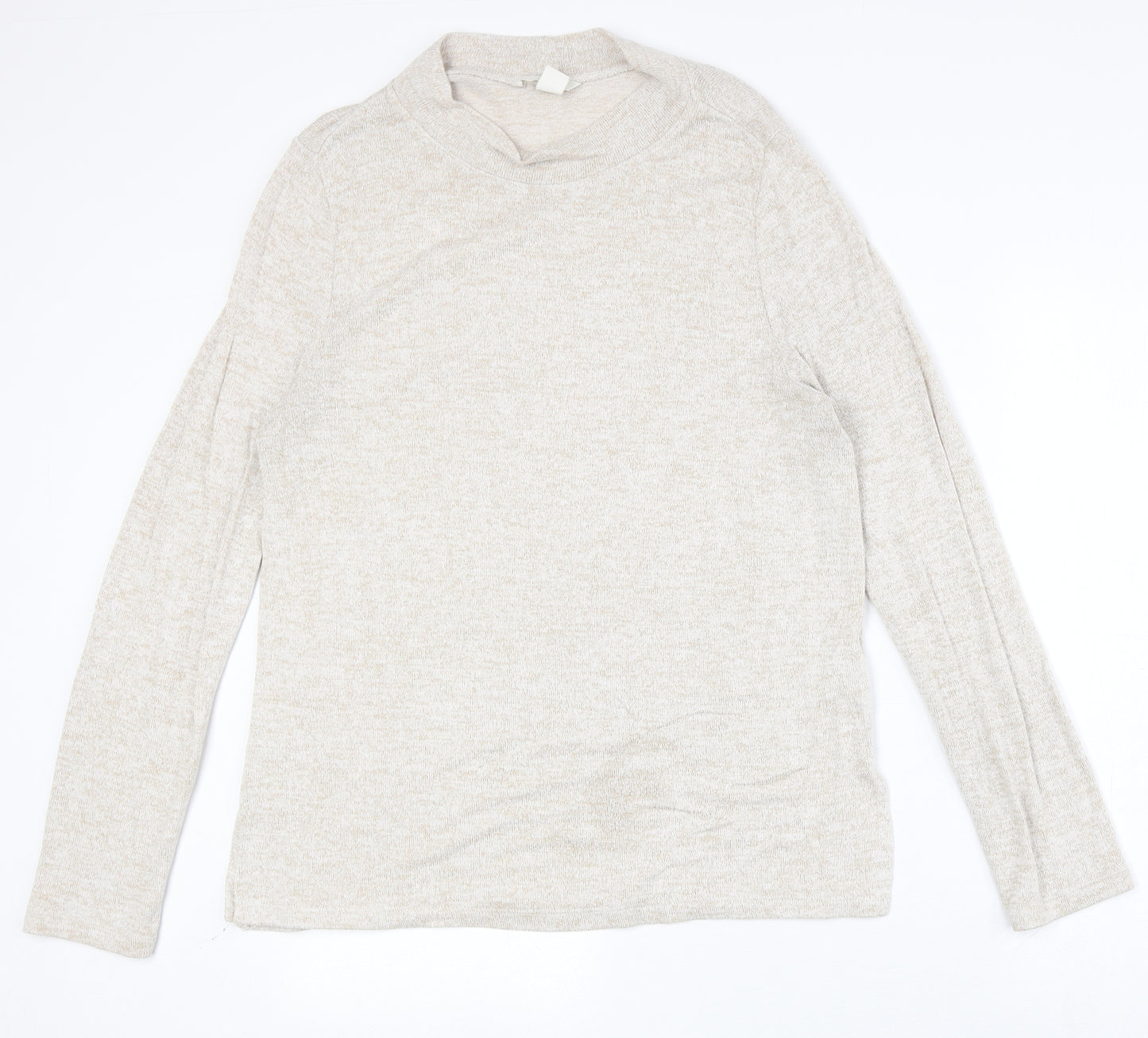 H&M Womens Beige Round Neck Polyester Pullover Jumper Size M