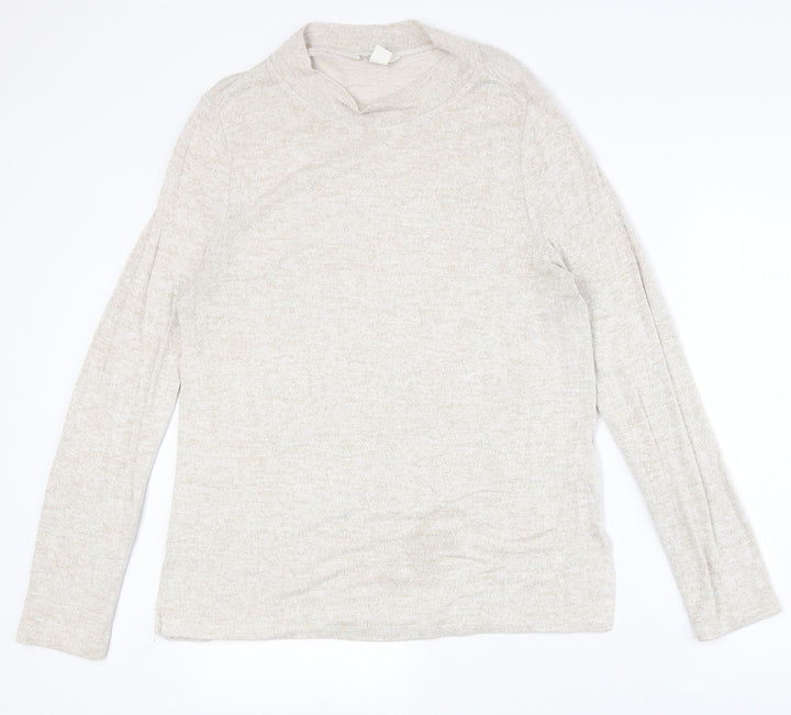 H&M Womens Beige Round Neck Polyester Pullover Jumper Size M