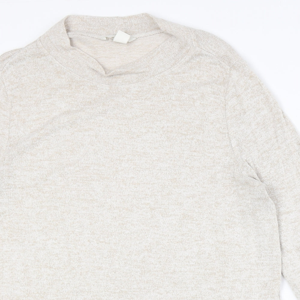 H&M Womens Beige Round Neck Polyester Pullover Jumper Size M
