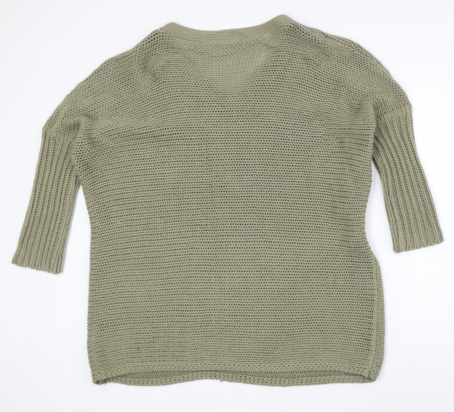 Noisy may Womens Green V-Neck Acrylic Pullover Jumper Size M
