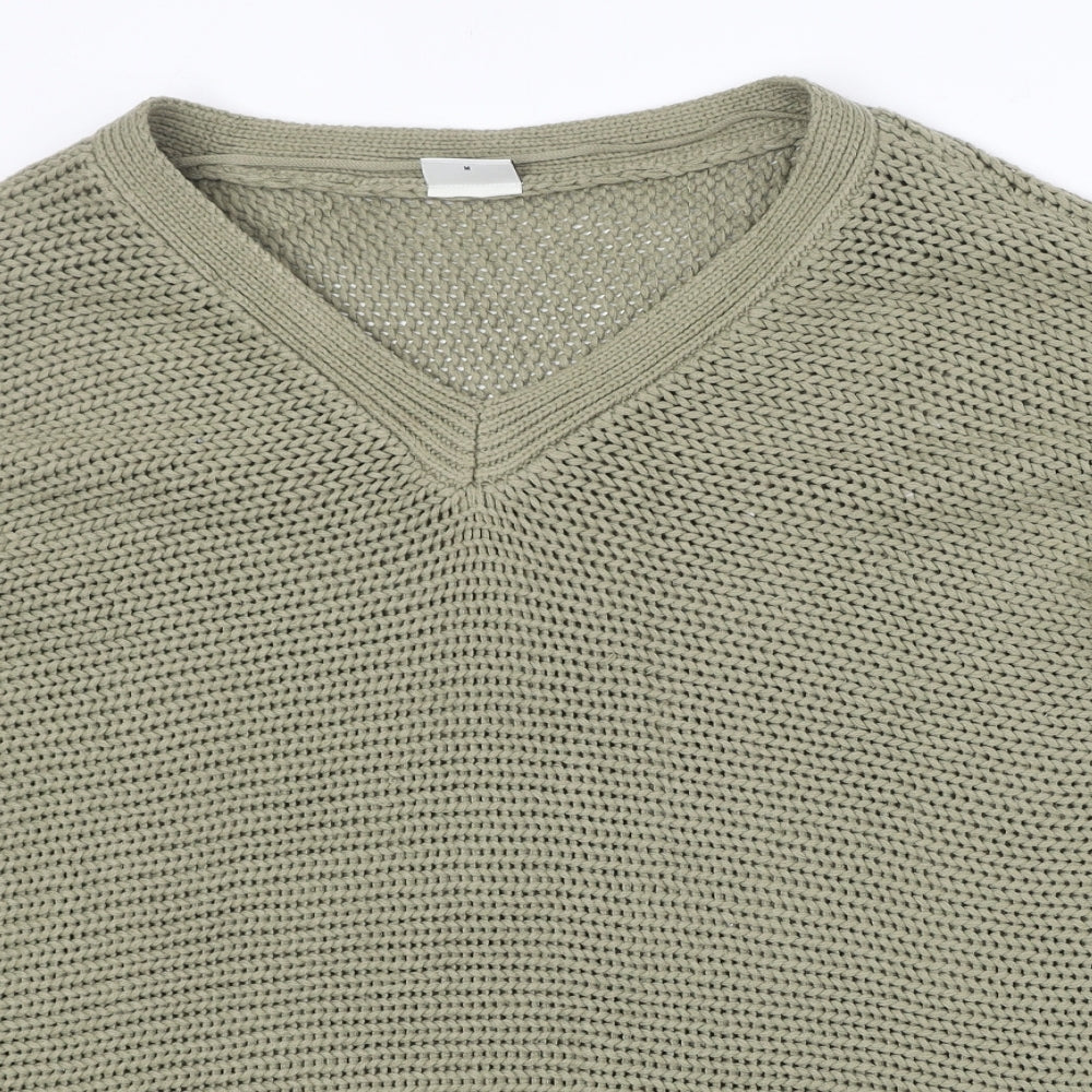 Noisy may Womens Green V-Neck Acrylic Pullover Jumper Size M