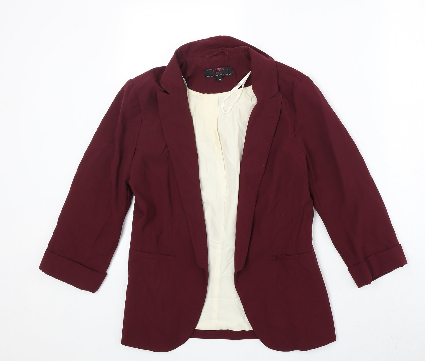 New Look Womens Red Polyester Jacket Blazer Size 10